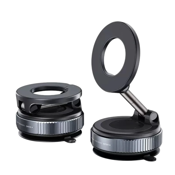 360° otočný magnetický držák na telefon Skládací výsuvný ABS materiál Přísavka Magnetický kroužek na palubní desku černá