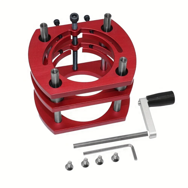 Domkraft 11,5 x 10 cm Aluminiumlegering med vev Hål för 65 mm motor Höjdjusterbart hållare för fräsning 1