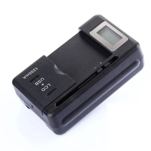 Universell mobilbatteriladdare med LCD-display USB-utgång EU-kontakt Laddar batterier 32-55 mm För mobiltelefoner 1