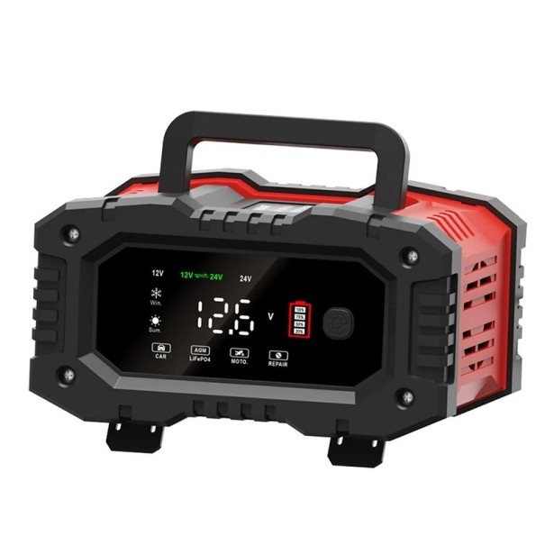 Helautomatisk bilbatteriladdare 12V 24V 20A 10A Pulsreparation AGM Gel våtbatterier Intelligent LED 7-segmentsdisplay 1