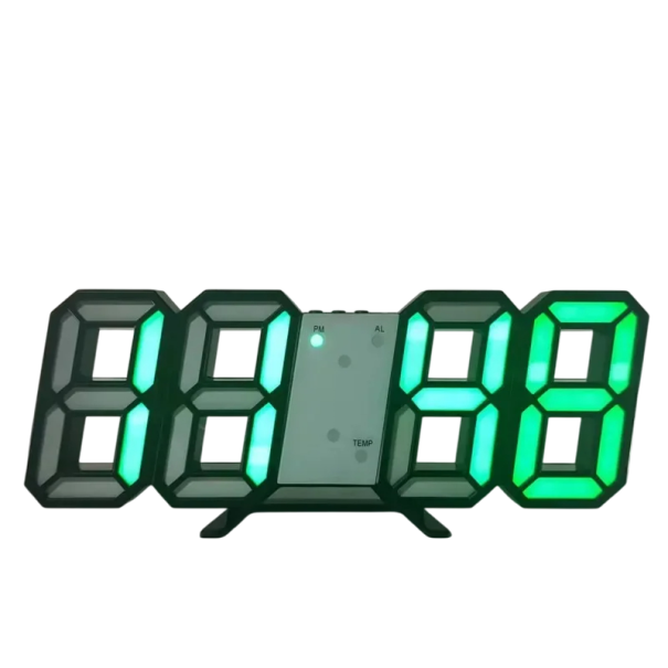 3D LED digitalklocka 16 cm Färgram Färgdisplay Bords- och väggkalender 3 ljusstyrkenivåer Tidsminne 12/24 timmar USB-strömförsörjning grön