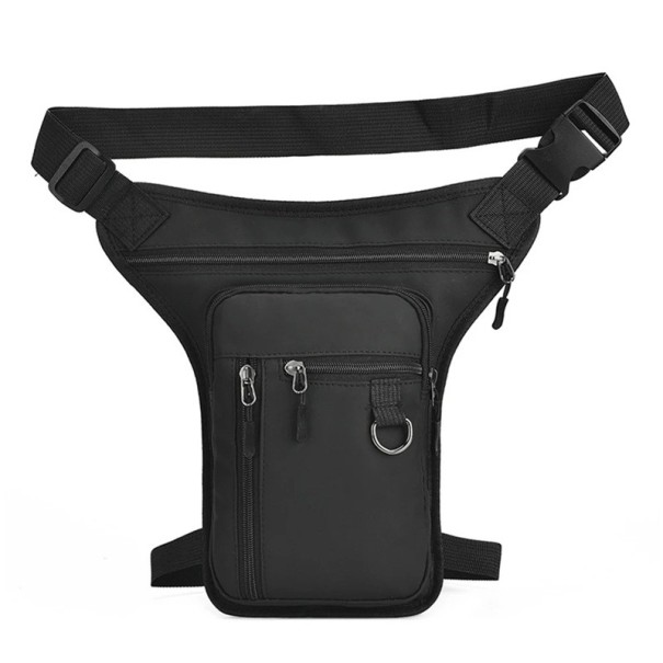 Herrmidjeväska 31×18×2 cm Axelremsväska i PU och polyester, höftväska för motorcyklar, telefonväska, lårväska för män svart