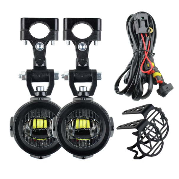 Set med 2 dimljus för motorcykel, 20W 2000lm, aluminium, PC-lins, IP67, för BMW R1200GS, F800GS, F700GS, F650, K1600 1
