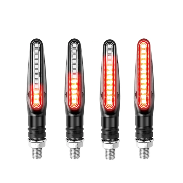 Motorrad LED Blinker mit fließendem Effekt 85 x 25 mm Blinker mit M10 Gewinde Universelle Blinker für Motorräder rot