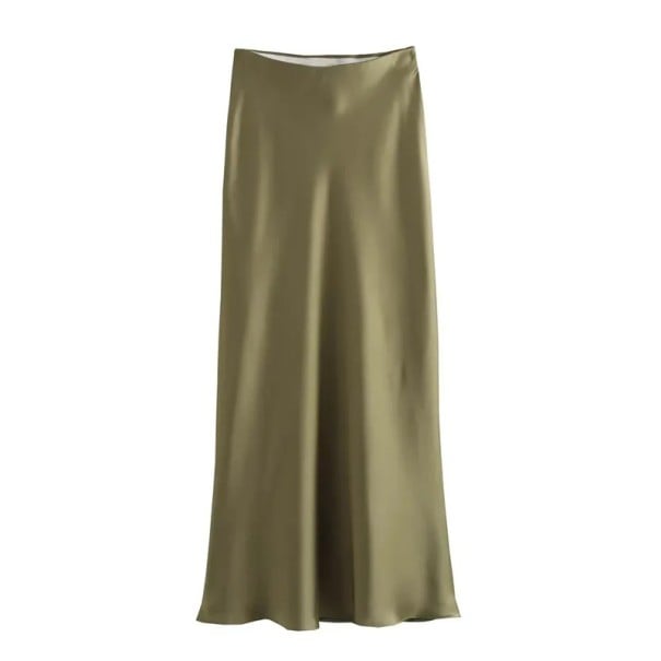 Falda larga de satén para mujer con cintura alta Elegante falda maxi para fiesta de verano Falda de satén Material suave y brillante verde L