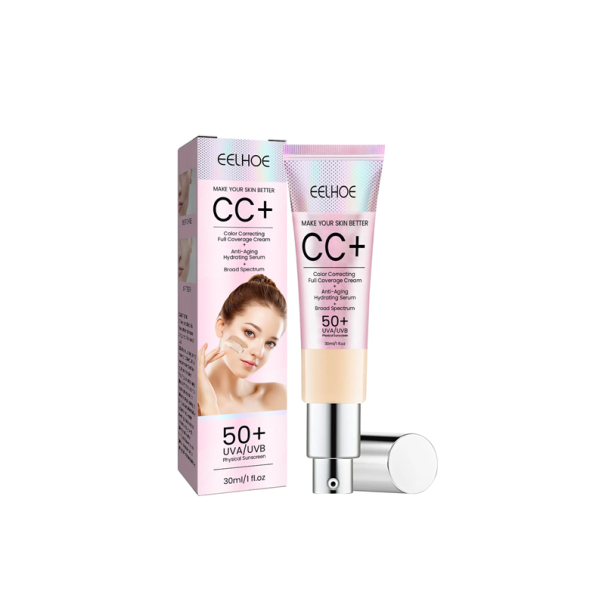 Voděodolný CC krém s SPF 50 30 ml Rozjasňující hydratační make-up s kolagenem vitamínem B a peptidy Korejská pleťová kosmetika Ivory white