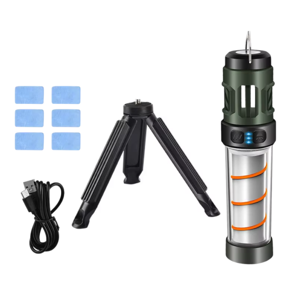 Multifunktionell camping LED-lampa mot mygg med värmetablett IP44 3000 mAh 5 ljuslägen grön