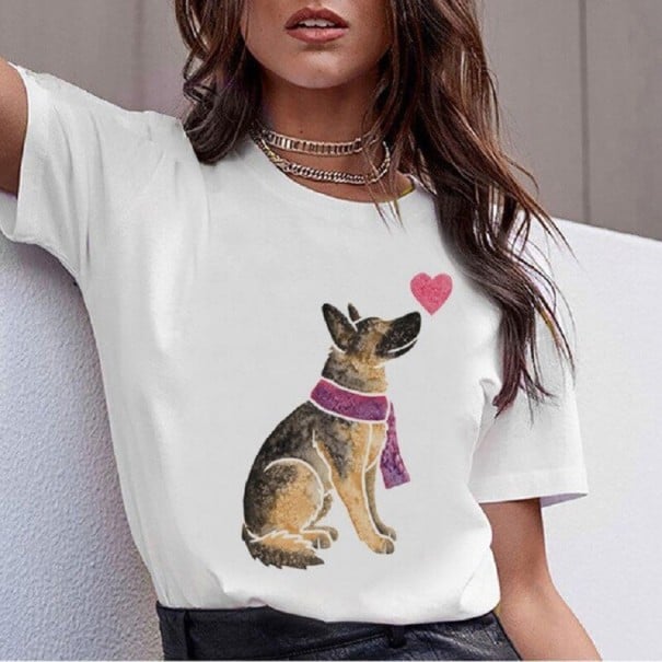 Vit T-shirt för kvinnor med djurmotiv S 2