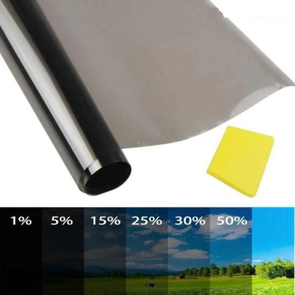 Solfilm för bilfönster 300x50 cm 35% svart PET Solskyddsfilm UV-skydd Värmeisolering Interiört skydd 1