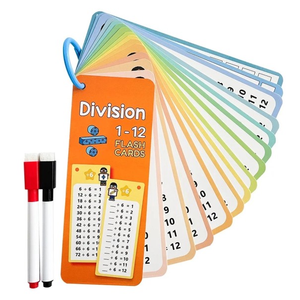 Montessori-divisionskort 0-12 självtest läromedel matematikträningskort för barn grundskolan divisionsberäkningar 1