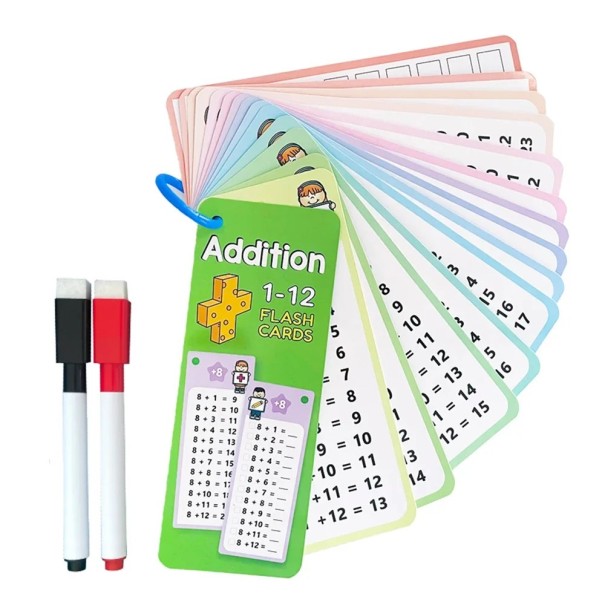 Montessori Additionskort 0-12 Självtest Lärande Set Matematikhjälpmedel för Barn i Grundskolan Räkning och Logikträning 1