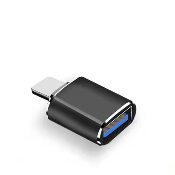 Adaptor USB la Lightning, convertor negru pentru dispozitive Apple, conectează iPhone la portul USB A, transfer de date 480 Mbps negru