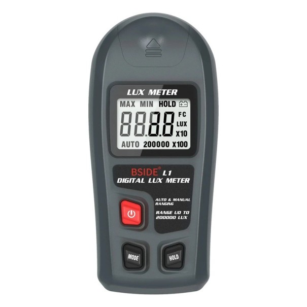 Digital Luxmeter 0,1-200000 Lux Noggrann fickbelysningsmätare med LCD-skärm Handhållen illuminometer Ljustestare 1