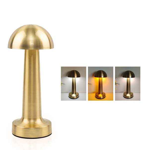 Guldfärgad LED-pekskärmsbordslampa 22,5 x 9,5 cm dekorativ metalllampa USB-C-laddningsbar nattlampa 3 lägen ABS-metall 800mAh 1