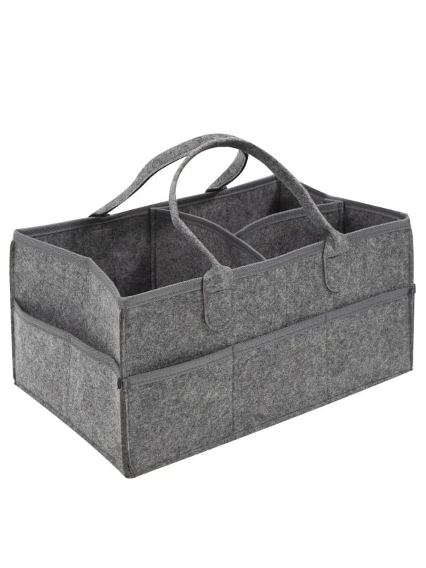 Přenosná přebalovací taška s vnitřními přepážkami 38 x 23 x 18 cm Praktický úložný box pro miminko Bez příslušenství šedá