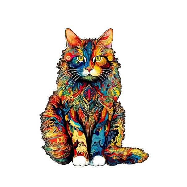 Träpussel Katt 21 x 26,2 cm 160–200 bitar Oregelbundna former Djurmotiv Avkopplande leksak Kreativ julklapp för barn och vuxna 1