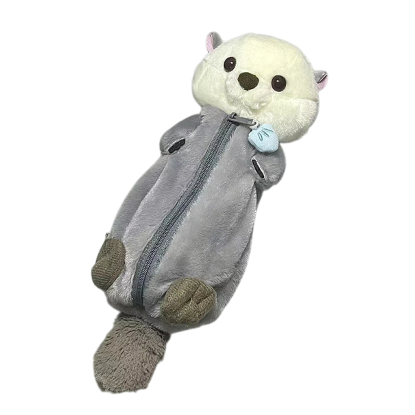 Plyschpennfodral med havsutter 20x10 cm söt plyschdocka kawaii skolväska högkvalitativt brevpappersfodral 1