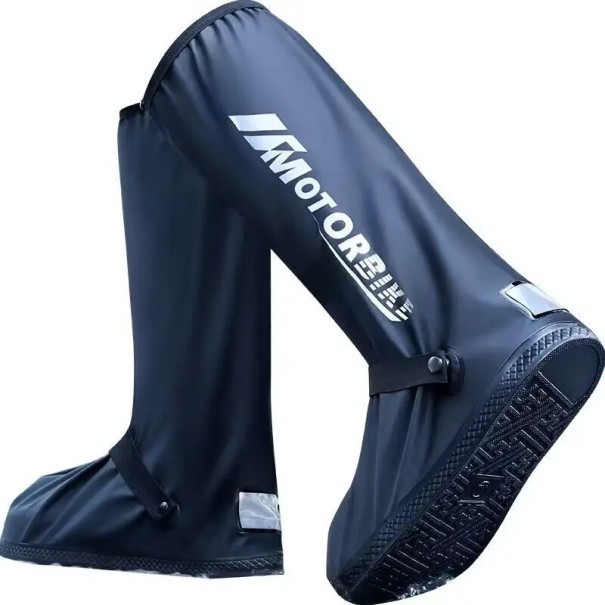 Höga cyklande regnstövelskydd med reflekterande element, vattentät, halkfri, svart, unisex, PVC-design 37
