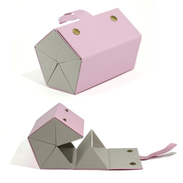 Skládací pouzdro na 5x brýle 16,8 x 12,3 x 11,7 cm Kožené ochranné pouzdro s fleecem Organizér na dioptrické a sluneční brýle růžová
