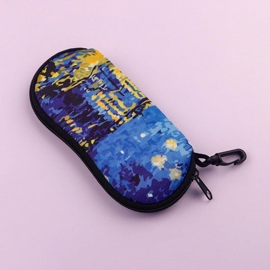 Pouzdro na brýle 17,9 x 8,5 cm s noční oblohou a vodní hladinou Umělecký styl Zip a karabina Praktické ochranné pouzdro 1
