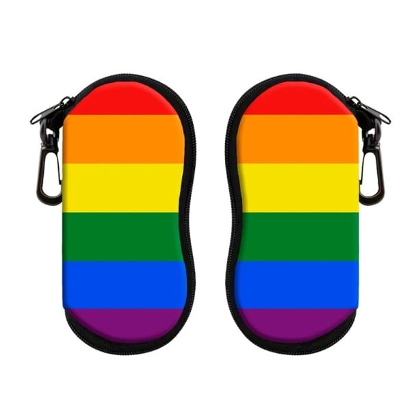 Pouzdro na brýle 17,9 x 8,5 cm Duhový motiv Zip s karabinou Ochranné pouzdro na sluneční i dioptrické brýle 1