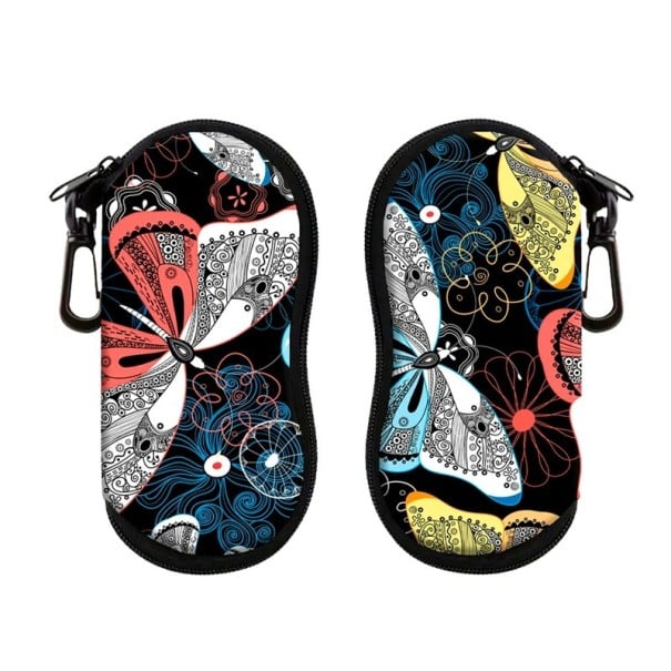 Pouzdro na brýle 17,9 x 8,5 cm Zip s karabinou Barevný vzor s motýly Designové pouzdro Ochranné pouzdro na brýle 1