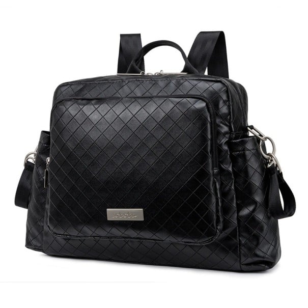 Vattentät skötryggsäck 34 x 32 x 12 cm polyester PU-väska för mammor nyfödd resväska stor kapacitet svart