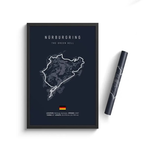 Poster Nürburgring Circuit 30x40 cm HD Canvastavla Formel 1 Motorsport Väggdekoration Oinramad Konstbild Vardagsrum Hem 1