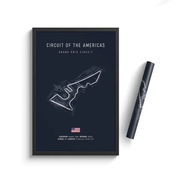 Poster Circuit of the Americas 30x40 cm HD Canvastavla Formel 1 Motorsport Konstdekoration Oinramad Vardagsrum Hushåll 1