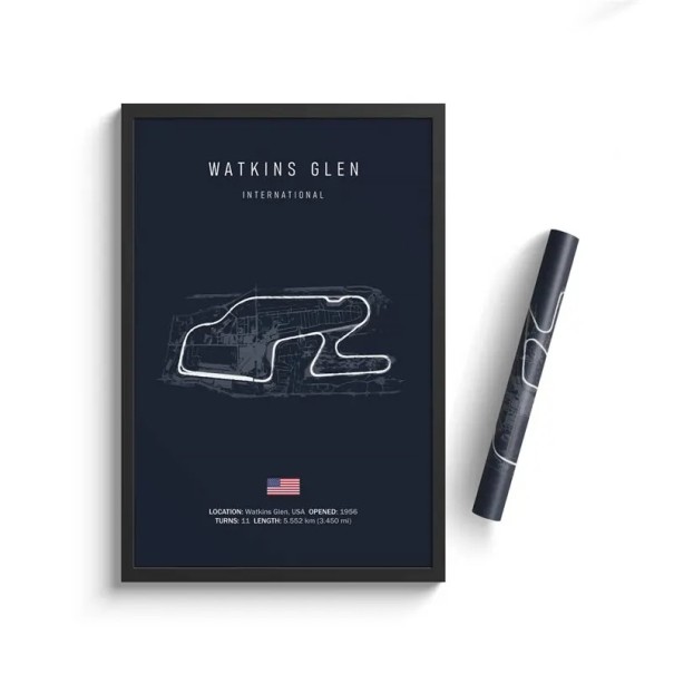 Poster Watkins Glen Formel 1 30x40 cm Väggdekoration Ramlös HD-kanvas Motorsportkonst Vardagsrumsinredning Interiör 1