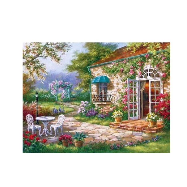 5D DIY diamantmålning 30x40cm skogshus landskap runda strass broderikonst kit korsstygn heminredning present 1