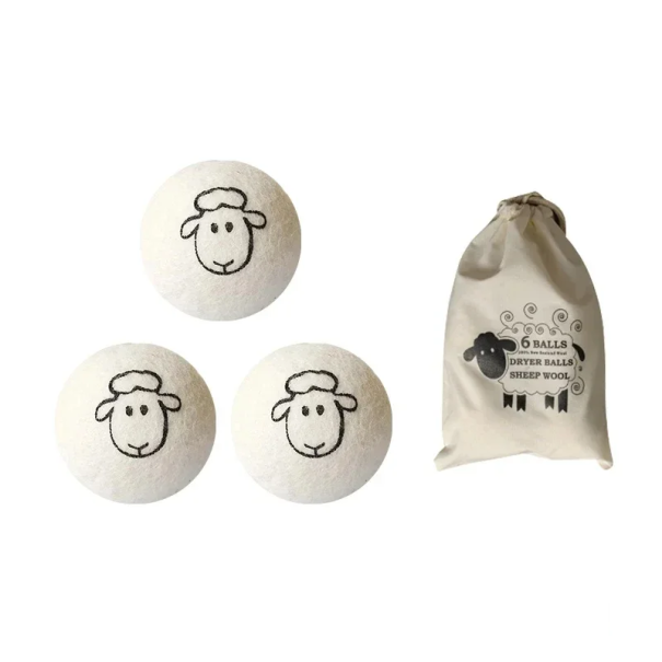 Lot de 3 balles de séchage en laine écologiques réutilisables avec motif mouton Séchage naturel Sans produits chimiques 5 cm 1