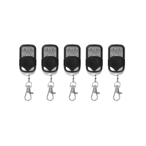 Sæt med 5 stk. duplikatorfjernbetjening 433 MHz 4 knapper universalcontroller til garageport, rækkevidde 50-100 m, kloningskode 1