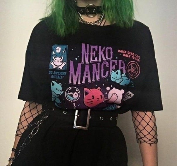 Svart gotisk t-shirt för kvinnor L
