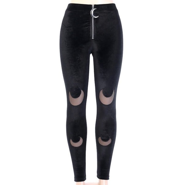 Pantalons noirs pour femmes avec des lunes L
