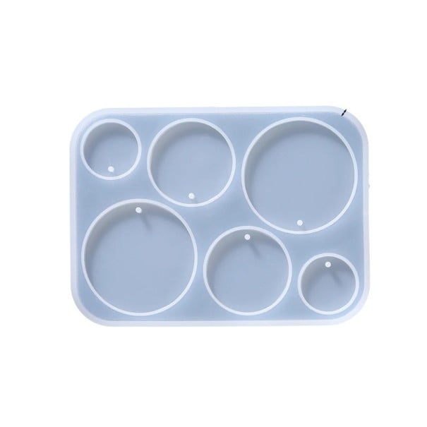 Silikonform 10,8 x 8 cm Runda hänge Form för harts med hål för ögla Tillverkning av örhängen, hängen och smycken 1