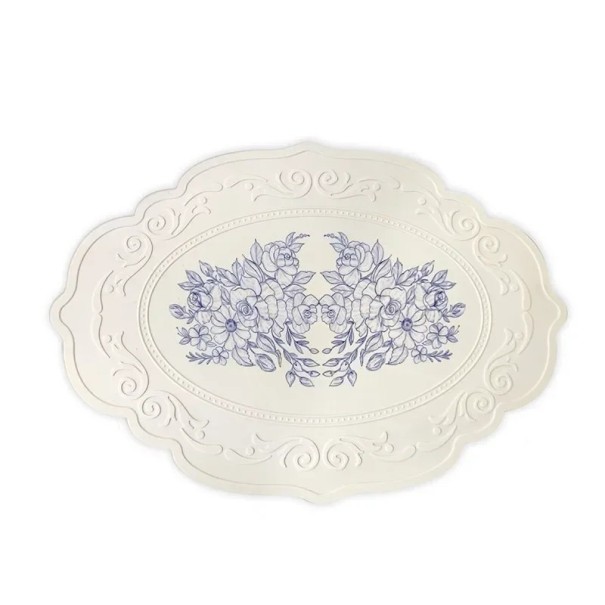 Silikonische ausgeschnittene Tischunterlage 42x30 cm Retro Blumenmuster Wasserdichte Küchenunterlage für Tischdekoration für Kaffee und Geschirr 1