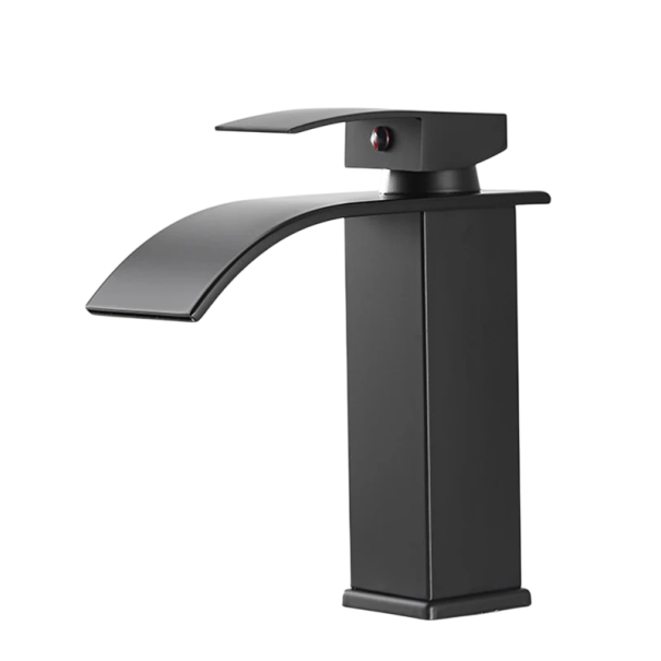 Robinet de lavabo à cascade en acier inoxydable avec robinet court eau chaude et froide robinet de salle de bain moderne lavabo noir
