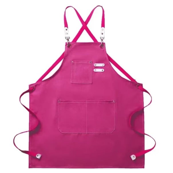 Delantal de cocina de tela 74x68 cm Delantal unisex para cocinar, asar, bar, restaurante, cafetería, estudio, uniforme de trabajo rosa