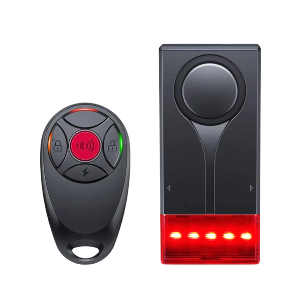 Trådlös vibrationsalarm med fjärrkontroll för cykel eller fönster Känslig rörelsesensor på 2x AAA-batterier Stöldskydd 1
