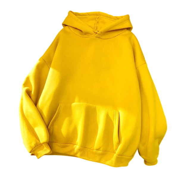Damskapusch med fickor Enfärgad tröja i mjuk polyester Bekväm fritidsöverdel i olika färger gul L