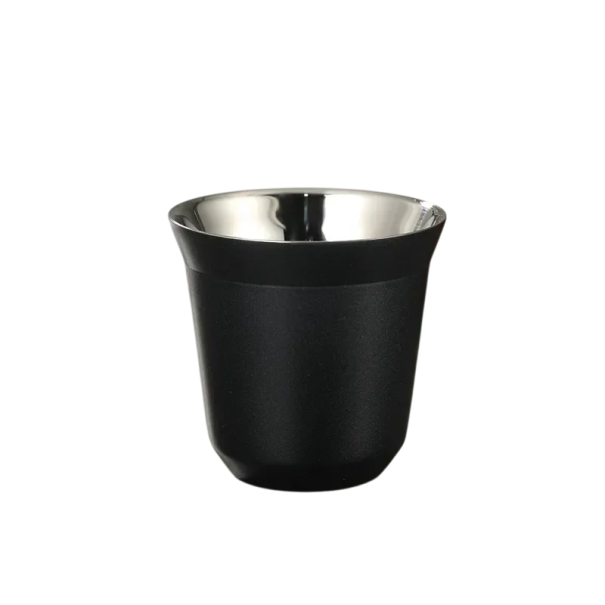 Termoizolerande mugg 80 ml i rostfritt stål 304 Dubbelväggig hållbar espresso kopp Kaffe Te Mini mugg 6 x 4,2 cm Resendesign svart