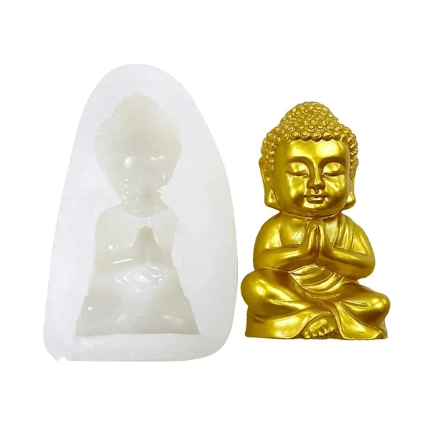 Stor silikonform för Buddha-statyn 7,5 x 4,5 x 3,2 cm Form för gjutning av Buddha i gips, vax, harts eller tvål 1
