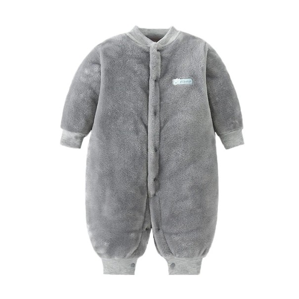 Zimní und Frühjahrs Baby Overall für Säuglinge Grauer Plüsch Flanell Overall aus Polyester Weiche Neugeborenen Kleidung für Jungen und Mädchen 6-9 Monate