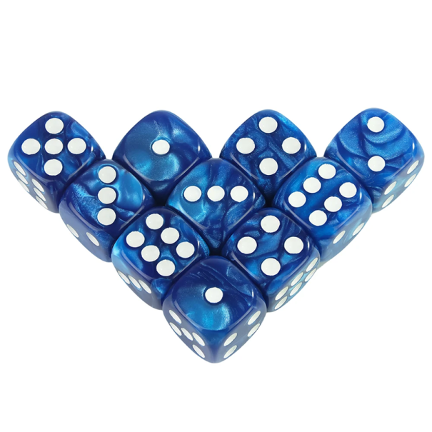 10er-Set 16 mm Acrylwürfel in Marmoroptik für Brettspiele, RPG, DND, klassische sechseckige Gaming-Würfel blau