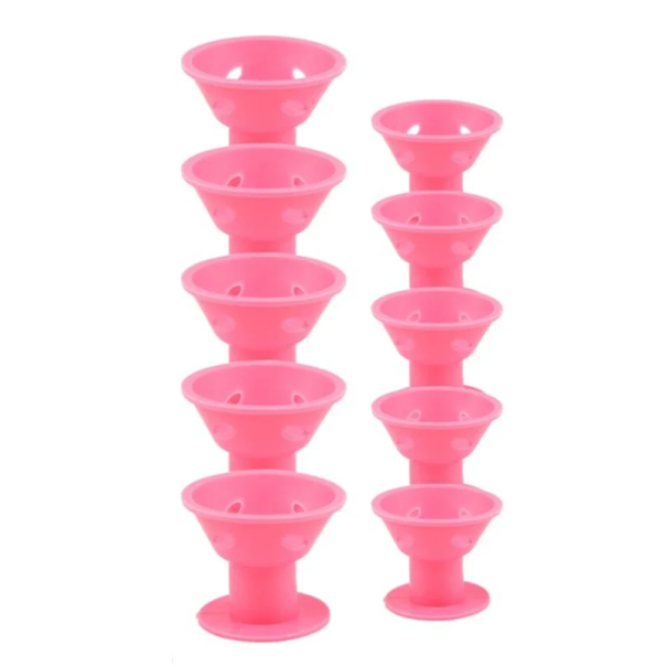 10er-Set Silikon-Lockenwickler ohne Hitze, lässige Wellen, biegsame Styling-Tools, zwei Größen für alle Haarlängen rosa
