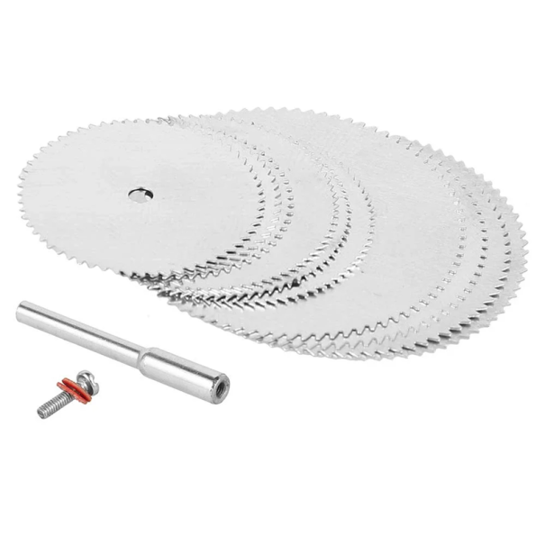 11-Piece Mini Saw Blade Set 22 mm 25 mm 32 mm with Clamping Rod 38 mm for Handheld Mini Circular Saw Cutting Wood Plastic Metal 1