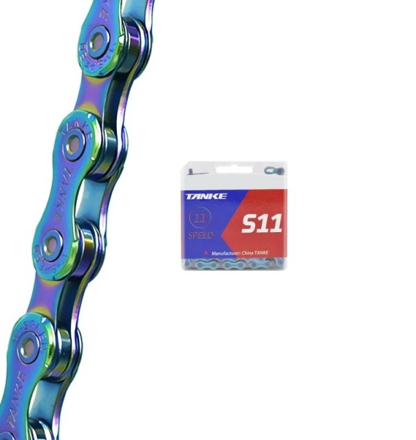 11 rychlostní řetěz na kolo TANKE S11 1/2" x 11/128" 116 článků stříbrný s rychlospojkou MTB silniční vícebarevná