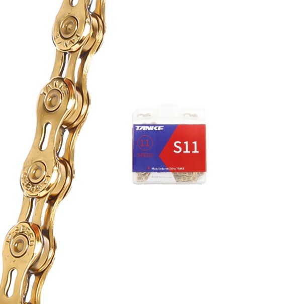 11-snelheden ketting voor fiets TANKE S11-EL 1/2" x 11/128" 116 schakels halfhol met snelkoppeling MTB racefiets goud
