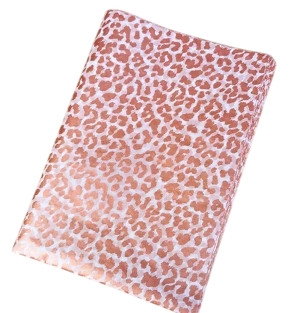 10 ark av silkespapper 50 x 70 cm Leopardmönster Olika färger Blommor DIY-material för presentinslagning, dekoration och bröllopsinredning mörkrosa